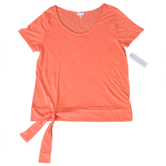 Olivia Sky Tops - Olivia Sky Short Sleeve Tie Bottom Tunic Top